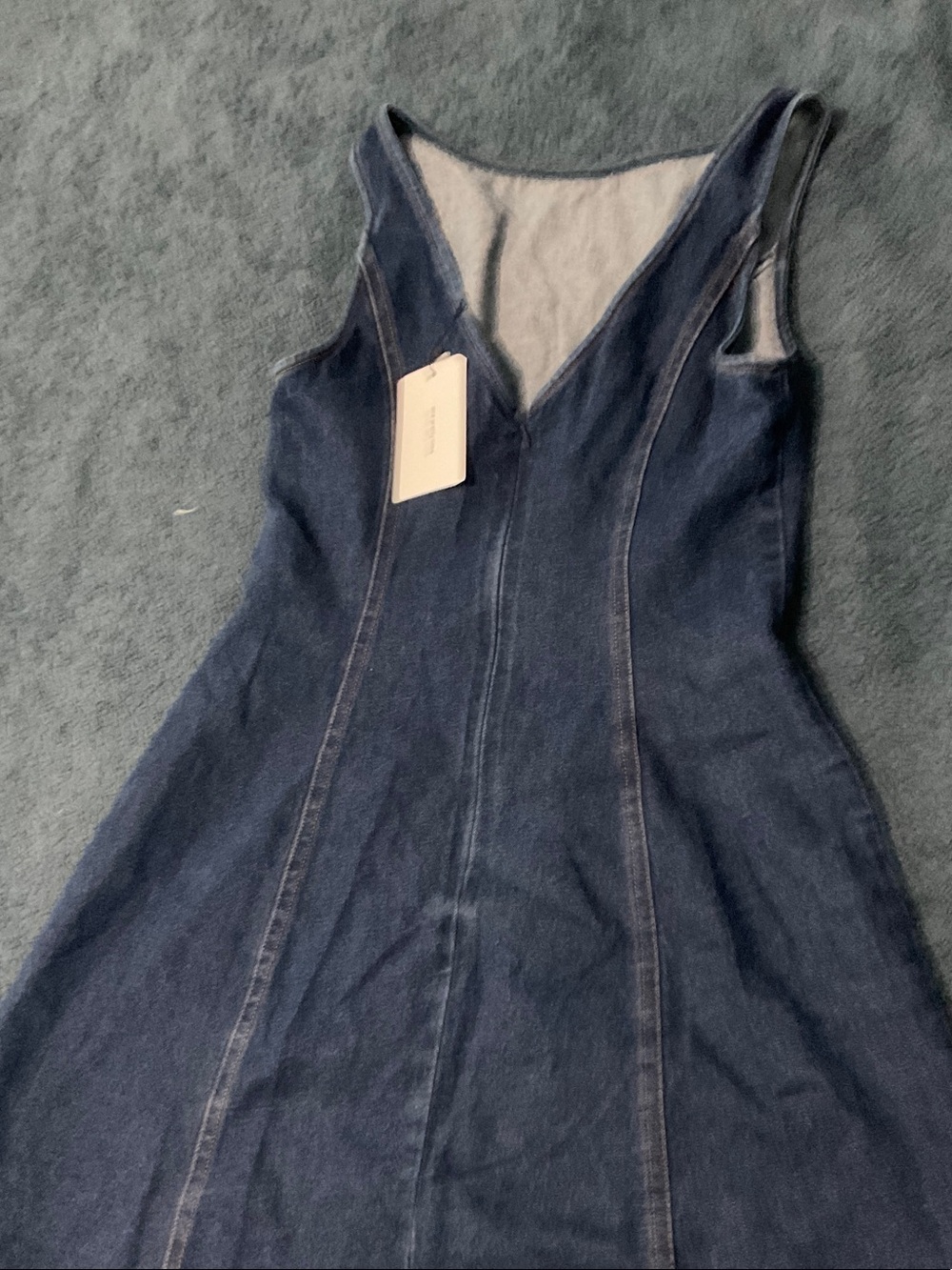 Sleeveless Dark Blue Denim Midi Dress